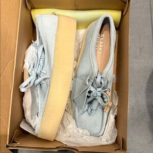 Clarks Sky Blue Suede Moccasins